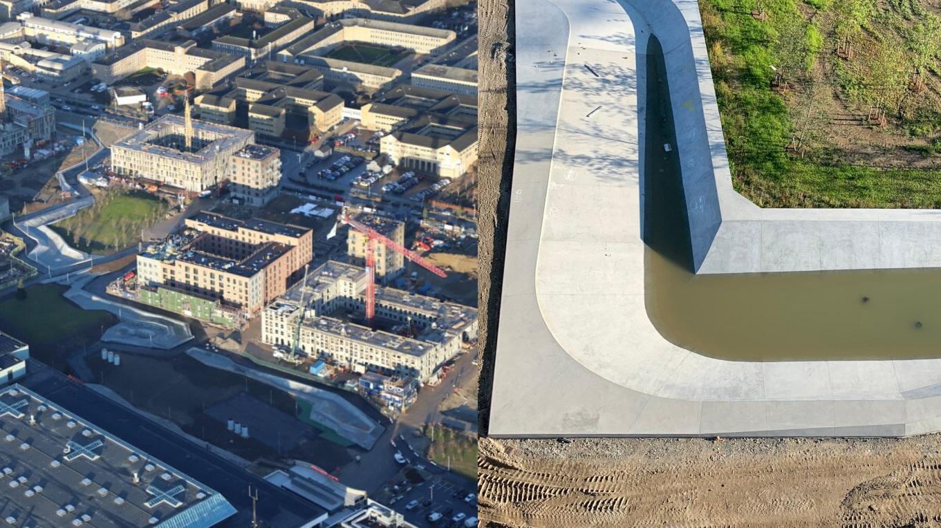 Spliced image of hoje taastrup and skate park