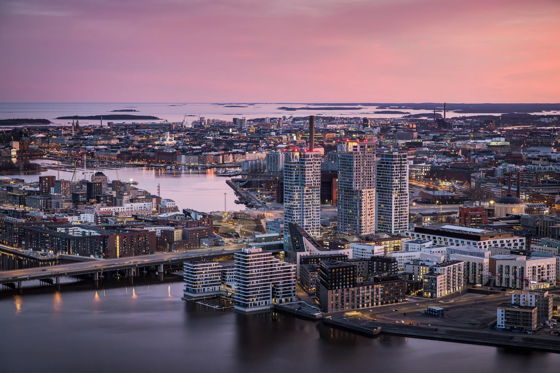 Aerial images (via helicopter) from Helsinki. Image bought from Kuvio.